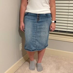 Casual Blue Denim Pencil Skirt